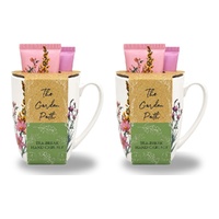 Lulu Grace The Garden Path Tea-Break Hand Care Mug Set with Hand Cream 60mL & Barrier Cream 60mL Bundle of 2