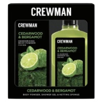 Crewman Cedarwood & Bergamot Gift Set Body Powder & Shower Gel & Netting Sponge