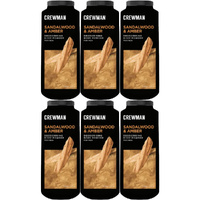 Crewman Sandalwood Amber Body Powder 200g 6 Pack Mens Deodorising Powder