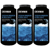 Crewman Ocean Breeze Sea Salt Body Powder 200g 3 Pack Mens Deodorising Powder