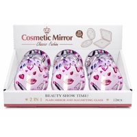Cosmetic Compact Mirror Makeup Print 2-in-1 Magnifying Display of 12