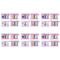 Kids Plush Notebook Stationery Gift Set in Zip Pouch Assorted Designs - Random Design Supplied Bundle of 6