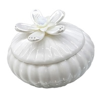 Ceramic Trinket Box Flower White 8.3 x 6.8cm