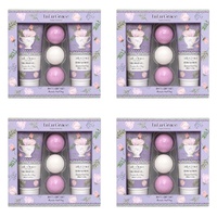 Lulu Grace Lavender Earl Grey Bath Gift Set Shower Gel 200mL, Body Lotion 200mL & 3 Bath Fizzers Bundle of 4