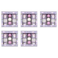 Lulu Grace Lavender Earl Grey Bath Gift Set Shower Gel 200mL, Body Lotion 200mL & 3 Bath Fizzers Bundle of 5