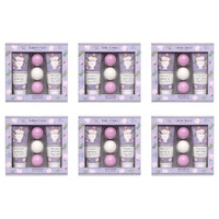 Lulu Grace Lavender Earl Grey Bath Gift Set Shower Gel 200mL, Body Lotion 200mL & 3 Bath Fizzers Bundle of 6