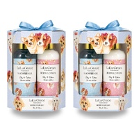 Lulu Grace Lily & Cotton Shower Gel 150mL, Body Lotion 150mL & Netting Sponge Gift Set Bundle of 2