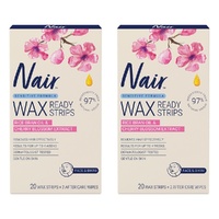 Nair Sensitive Mini Wax Strips Face & Sensitive Areas 20 Pack Bundle of 2
