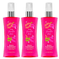 Body Fantasies Pink Vanilla Kiss Body Spray 94ml 3 Pack