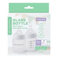New Beginnings Glass Bottle with Outer Silicone 120mL Twin Pack