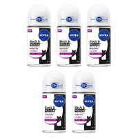 NIVEA Deo Roll-On Black & White Invisible Authentic 50mL Pack of 5