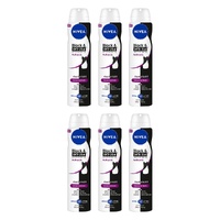 NIVEA Deo Aero Invisible Black & White Authentic 250mL Pack of 6