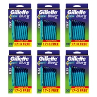 Gillette Blue II Plus Disposable Razors 20 Pack Bundle of 6