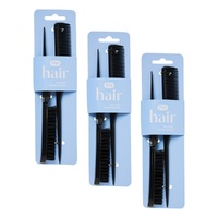 Pharmacy Health Big Hair Teaser Comb 2 Pack Bundle of 3