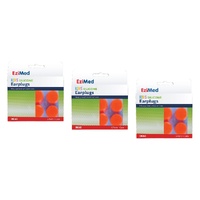 EziMed Kids Silicon Earplugs with Case 6 Pairs x 6 Bundle of 3