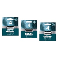Gillette Intimate Blades Refills 4 Pack Bundle of 3