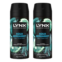 Lynx Fine Fragrance Body Spray Aqua Bergamot 150mL x 6 Bundle of 2