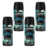 Lynx Fine Fragrance Body Spray Aqua Bergamot 150mL x 6 Bundle of 4