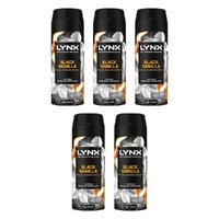 Lynx Fine Fragrance Body Spray Black Vanilla 150mL x 6 Bundle of 5