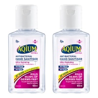 Ego Aqium Antibacterial Hand Sanitiser Ultra Hydrating 60mL Pack of 2
