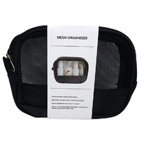 Mesh Organiser Wetpack Travel Toiletry Cosmetic Bag Medium 15.5 x 4 x 13cm Black