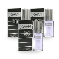 Jovan Black Musk for Men Eau De Cologne EDC Spray 88ml Pack of 3