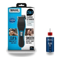 Wahl Clip & Smooth 2-in-1 Hair Clipper and Shaver + Blade Oil Care Kit