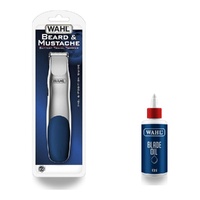 Wahl Beard & Mustache Battery Travel Trimmer + Blade Oil Care Kit