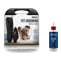 Wahl Pet Grooming Home Combo Clipper and Trimmer + Blade Oil Care Kit