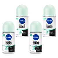 NIVEA Black & White Invisible Fresh 72H Anti-Perspirant 50mL Pack of 4