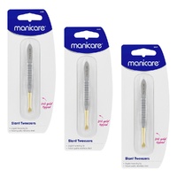 Manicare Slant Tweezers Gold Tipped x 3 Bundle of 3