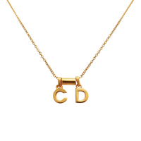 Culturesse 24K Gold Initial Pendant Necklace - 2 Letters