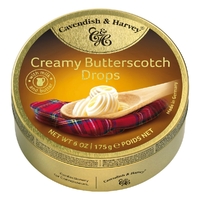 Cavendish and Harvey Creamy Butterscotch Drops 175g Tin Sweets C&H Candy Lollies