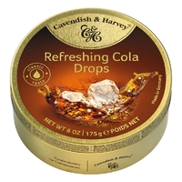 Cavendish and Harvey Refreshing Cola Drops 175g Tin Sweets C&H Candy Lollies