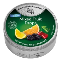 Cavendish and Harvey Sugar Free Mixed Fruit Drops 175g Tin Sweets Candy Lollies