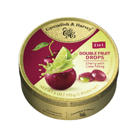 Cavendish and Harvey Double Fruit Cherry Drops Filled With Lime 175gm Tin Sweets