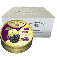 Cavendish and Harvey Double Fruit Blackcurrant Drops Filled With Apple 175gm Tin Sweets x 10