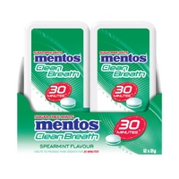 Mentos CleanBreath Spearmint Sugar Free Mints 21g Display of 12