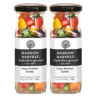 Random Harvest Fizzy Sherbet Candy 2 x 170g Jars Gluten Free Vegan Australian Made