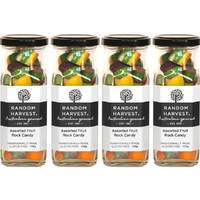 Random Harvest Assorted Fruit Rock Candy 4 Pack 170g Glass Jar Vegan Sweets