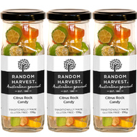 Random Harvest Citrus Rock Candy 3 x 170g Glass Jars Gluten Free Vegan