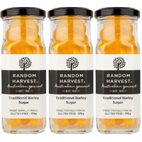 Random Harvest Traditional Barley Sugar Candy 3 x 170g Glass Jars Gluten Free