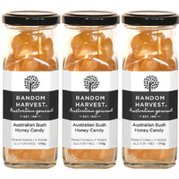 Random Harvest Australian Bush Honey Candy 3 Pack 170g Glass Jar Lollies