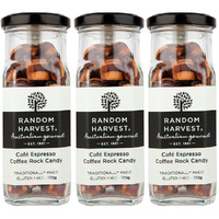 Random Harvest Espresso Coffee Rock Candy 3 Pack 170g Glass Jar Lollies