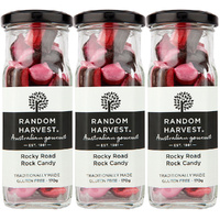 Random Harvest Rocky Road Rock Candy 3 Pack 170g Glass Jar Vegan Sweets