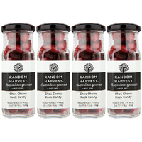 Random Harvest Choc Cherry Rock Candy 4 x 170g Glass Jars Gluten Free Vegan Lollies