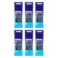 Gillette Blue3 Disposable Shaving Razor 4 Pack x 6 Bundle of 6