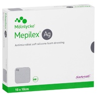 Mepilex Ag Antimicrobial Silicone Foam Dressing 10cm x 10cm 5 Pieces
