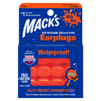 Mack's Kid's Size Waterproof Silicone Putty Earplug 6 Pair Reduction Rating 22db