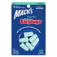 Mack's Original Soft Foam Earplugs 3 Pair Noise Reduction Rating 33db